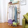 Bamboo Clothes Hanging Rack with 2 Tier Storage Shelves