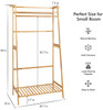 Bamboo Clothes Hanging Rack with 2 Tier Storage Shelves