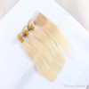 #613 Blonde Human Hair Bundles With Lace Closure Brazilian Virgin Hair 9A Blonde Straight Hair Bundles With Closure 4x4