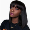 Pre Plucked Short Bob Wig With Bang 13*6 Lace Front Human Hair Lace Wig Silky Straight  | 100% Lace Front Wigs