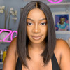 Fishline Glueless Human Hair Wig Fake Scalp 360 Bob Straight | 100% Lace Front Wigs