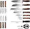 Knife Set, Elegant Life 15-Piece Kitchen Knife Set with Block Wooden