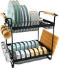 Dish Drying Rack, 2-Tier Dish Rack with Drainboard Set Dish Drainer