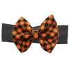 Orange Gingham Plaid Messy Bow Black Headband