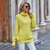 Women Sweaters Autumn Winter Loose Solid Blue Long Sleeve Tops Turtleneck Knitted Pullover Clothes  Fall Sweaters For Women