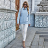 Women Sweaters Autumn Winter Loose Solid Blue Long Sleeve Tops Turtleneck Knitted Pullover Clothes  Fall Sweaters For Women