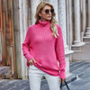 Women Sweaters Autumn Winter Loose Solid Blue Long Sleeve Tops Turtleneck Knitted Pullover Clothes  Fall Sweaters For Women