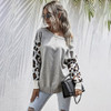 Sweater Autumn Winter Patchwork Leopard Long Sleeve Knit Womans Clothes Loose Pullover Sweaters For Women  Fall Fashion Tops