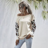 Sweater Autumn Winter Patchwork Leopard Long Sleeve Knit Womans Clothes Loose Pullover Sweaters For Women  Fall Fashion Tops