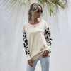 Sweater Autumn Winter Patchwork Leopard Long Sleeve Knit Womans Clothes Loose Pullover Sweaters For Women  Fall Fashion Tops