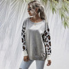 Sweater Autumn Winter Patchwork Leopard Long Sleeve Knit Womans Clothes Loose Pullover Sweaters For Women  Fall Fashion Tops