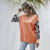 Sweater Autumn Winter Patchwork Leopard Long Sleeve Knit Womans Clothes Loose Pullover Sweaters For Women  Fall Fashion Tops