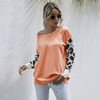 Sweater Autumn Winter Patchwork Leopard Long Sleeve Knit Womans Clothes Loose Pullover Sweaters For Women  Fall Fashion Tops