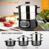 Secure Electric Food Steamer, Vegetable Double Tiered Secure Electric Food Steamer, Vegetable Double Tiered