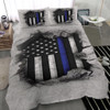 Thin Blue Line Flag 3D Inside Logo Thin Blue Line Bedding Set Family Gift Ideas