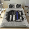 Thin Blue Line Flag 3D Inside Logo Thin Blue Line Bedding Set Family Gift Ideas