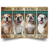 Bulldog Be Strong Be Brave Be Humble Be Badass Vintage Poster Wall Funny Housewarming Gift Idea