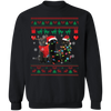 Three Black Cat Santa Christmas Sweatshirt Christmas Light Tree Gift For Cat Lovers