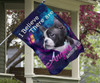 Frenchie Bulldog I Believe There Are Angels Among Us Flag Purple Blue Galaxy Flag Wall Art