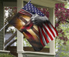 Cross Behind American Flag Garden Flag Outdoor Decor