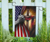 Cross Behind American Flag Garden Flag Outdoor Decor