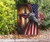 Cross Behind American Flag Garden Flag Outdoor Decor