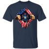 Michigan Heartbeat Inside American Flag T-Shirt American Pride Patriotic Shirt