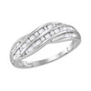 Diamond Band | 10kt White Gold Womens Round Baguette Diamond Crossover Band Ring 1/3 Cttw |  Splendid Jewellery