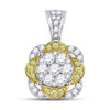 Diamond Cluster Pendant |  14kt White Gold Womens Round Yellow Diamond Flower Cluster Pendant 1 Cttw |  Splendid Jewellery Diamond Cluster Pendant |  14kt White Gold Womens Round Yellow Diamond Flower Cluster Pendant 1 Cttw |  Splendid Jewellery