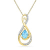 Gemstone Fashion Pendant |  10kt Yellow Gold Womens Oval Lab-Created Blue Topaz Solitaire Pendant 3/4 Cttw |  Splendid Jewellery