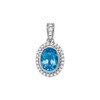 Gemstone Fashion Pendant |  14kt White Gold Womens Oval Blue Topaz Solitaire Diamond-accent Pendant 1/6 Cttw |  Splendid Jewellery