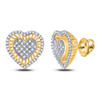 Earrings |  10kt Yellow Gold Womens Round Diamond Heart Cluster Stud Earrings 1/3 Cttw |  Splendid Jewellery Earrings |  10kt Yellow Gold Womens Round Diamond Heart Cluster Stud Earrings 1/3 Cttw |  Splendid Jewellery