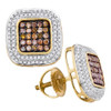 Earrings |  10kt Yellow Gold Womens Round Brown Diamond Square Cluster Earrings 1/2 Cttw |  Splendid Jewellery Earrings |  10kt Yellow Gold Womens Round Brown Diamond Square Cluster Earrings 1/2 Cttw |  Splendid Jewellery