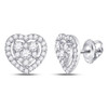 Earrings |  10kt White Gold Womens Round Diamond Heart Cluster Earrings 3/4 Cttw |  Splendid Jewellery Earrings |  10kt White Gold Womens Round Diamond Heart Cluster Earrings 3/4 Cttw |  Splendid Jewellery