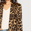Multi-color Shawl Collar Gathered Sleeve Leopard Blazer