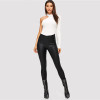 Black PU Skinny Leather Pants Office High Waist Trousers