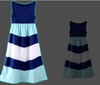 Mama & daughter blue striped matching dresses