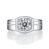 Solitaire Round Brilliant Cut Moissanite Diamond Men's Ring Adjustable Size