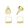 14K Solid Gold Stud Earrings Exclusively Handcrafted Double Side Square Triangle Shaped Earrings for Women