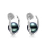 18K Solid Gold Natural 0.124ct Diamond (G-H, SI1-SI2)  Tahitian Black Pearl 9mm Earrings