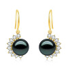 18K Solid Gold Natural 0.596ct Diamond (G-H, SI1-SI2) Tahitian Black Pearl 9mm Earrings 18K Solid Gold Natural 0.596ct Diamond (G-H, SI1-SI2) Tahitian Black Pearl 9mm Earrings