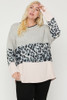 Plus Size Color Block Top Featuring A Leopard Print Top