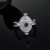 Temperament Red Stone Retro Ring Sterling Silver Created Diamond Ring