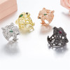 Europe and America S925 Pure Silver Micro Set Leopard Ring Fashionable Personality