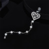 Diamond And Turquoise Pearl Heart Earrings In Sterling Silver