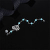 Diamond And Turquoise Pearl Heart Earrings In Sterling Silver
