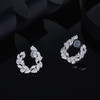 U-shaped Leaf Water Drill White Created Diamond Earrings