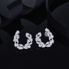 U-shaped Leaf Water Drill White Created Diamond Earrings