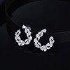 U-shaped Leaf Water Drill White Created Diamond Earrings