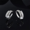White Sterling Silver Created Diamond Hoop Earrings